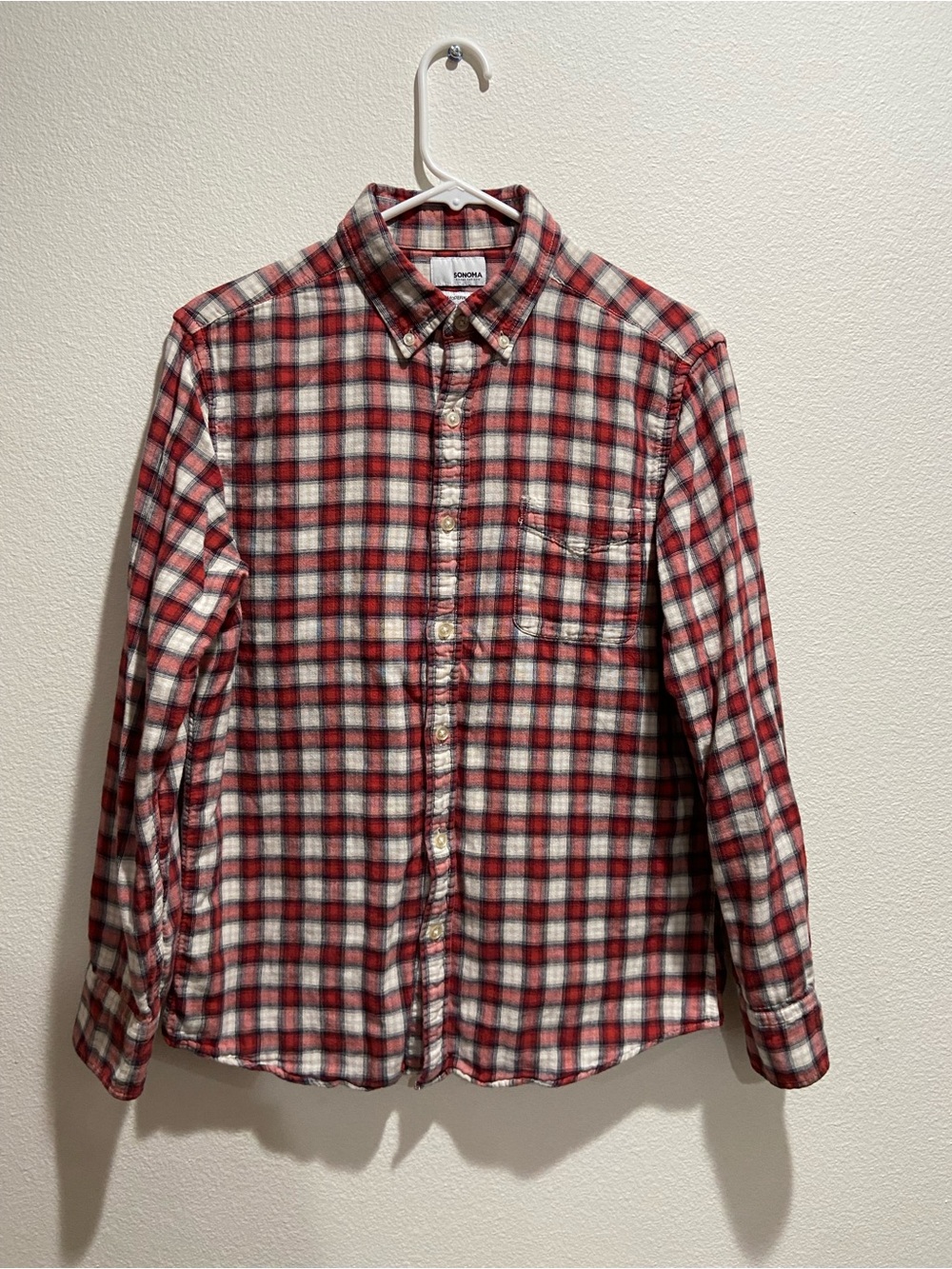 Sonoma Red and White Plaid Button-Down Shirt